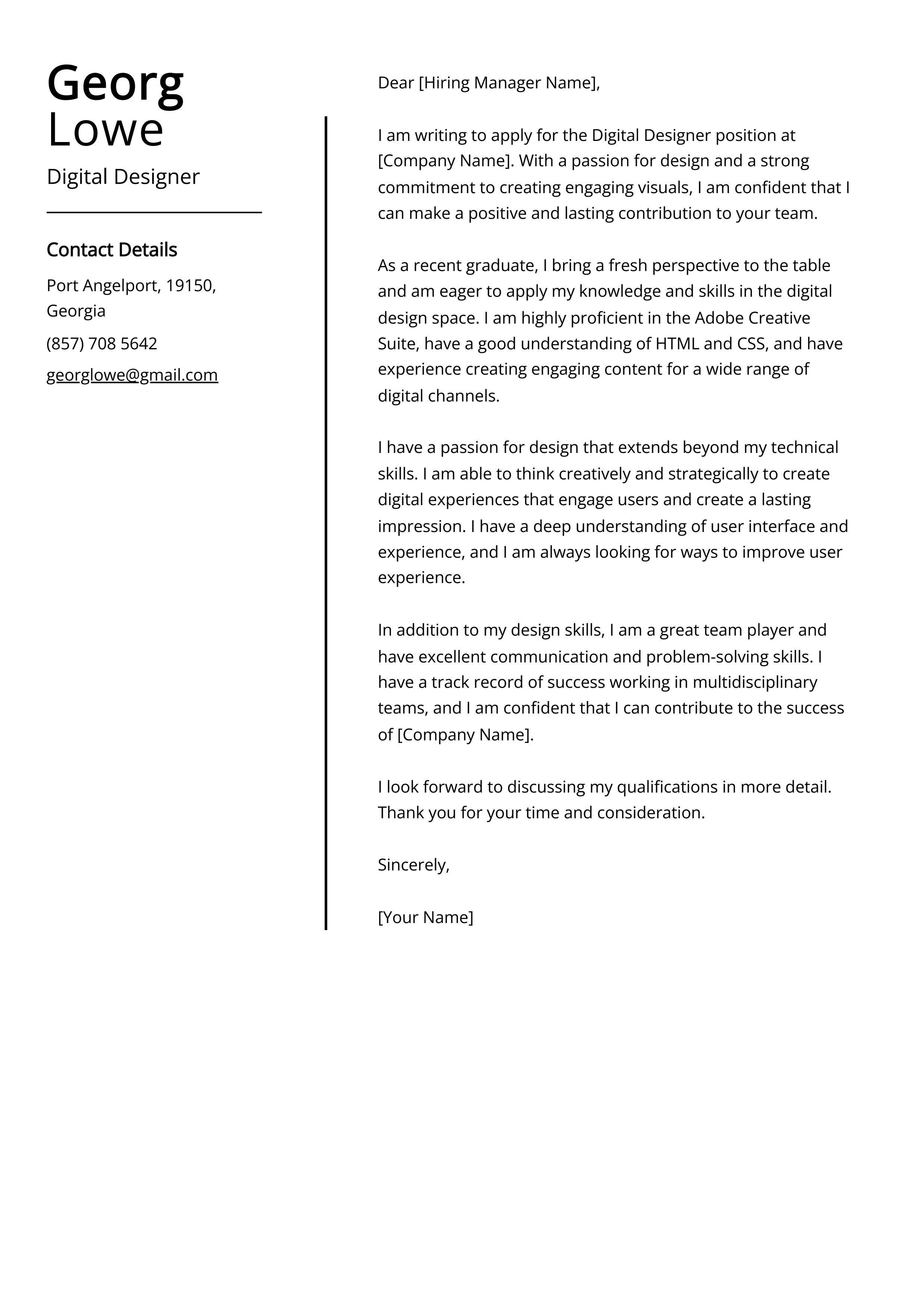 Digital Designer Cover Letter Example (Free Guide)