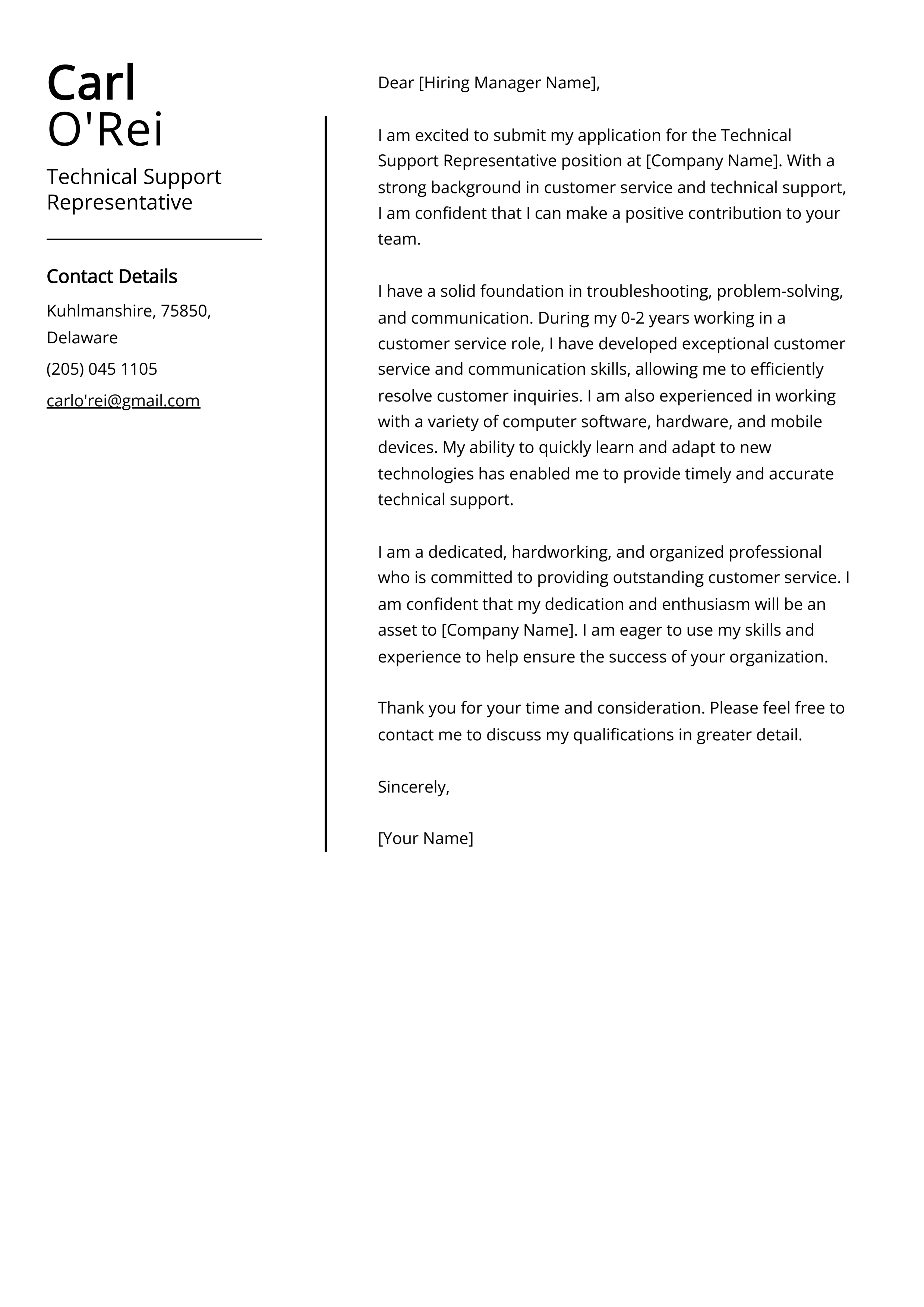 Application Letter Examples