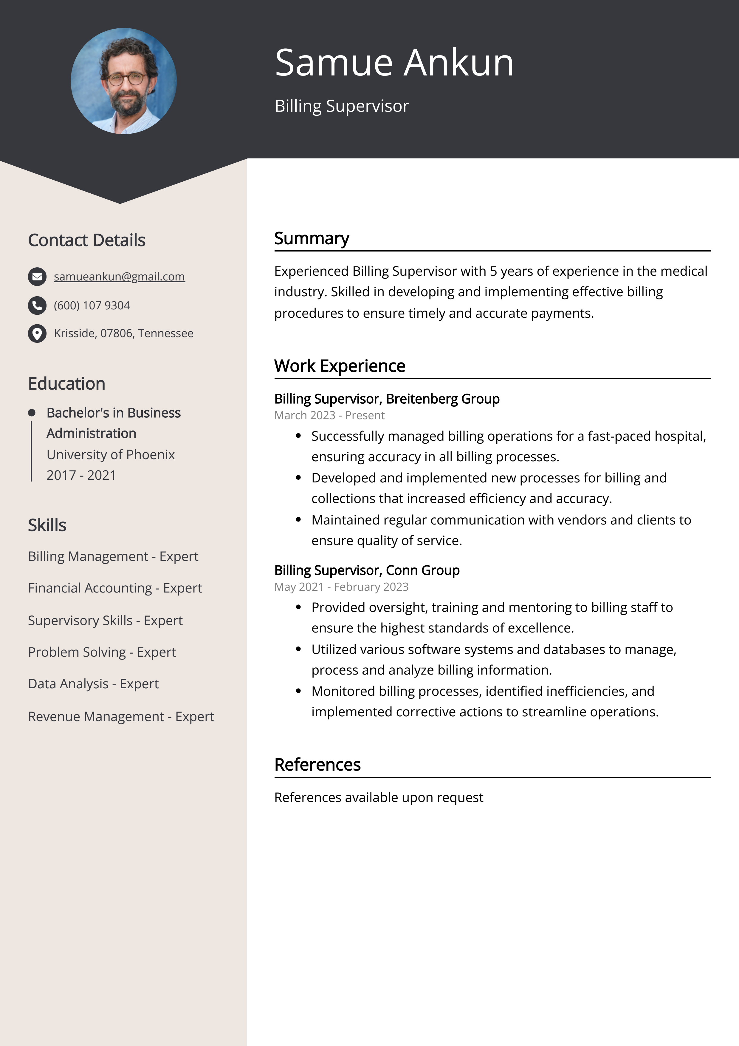 billing-supervisor-resume-example-free-guide