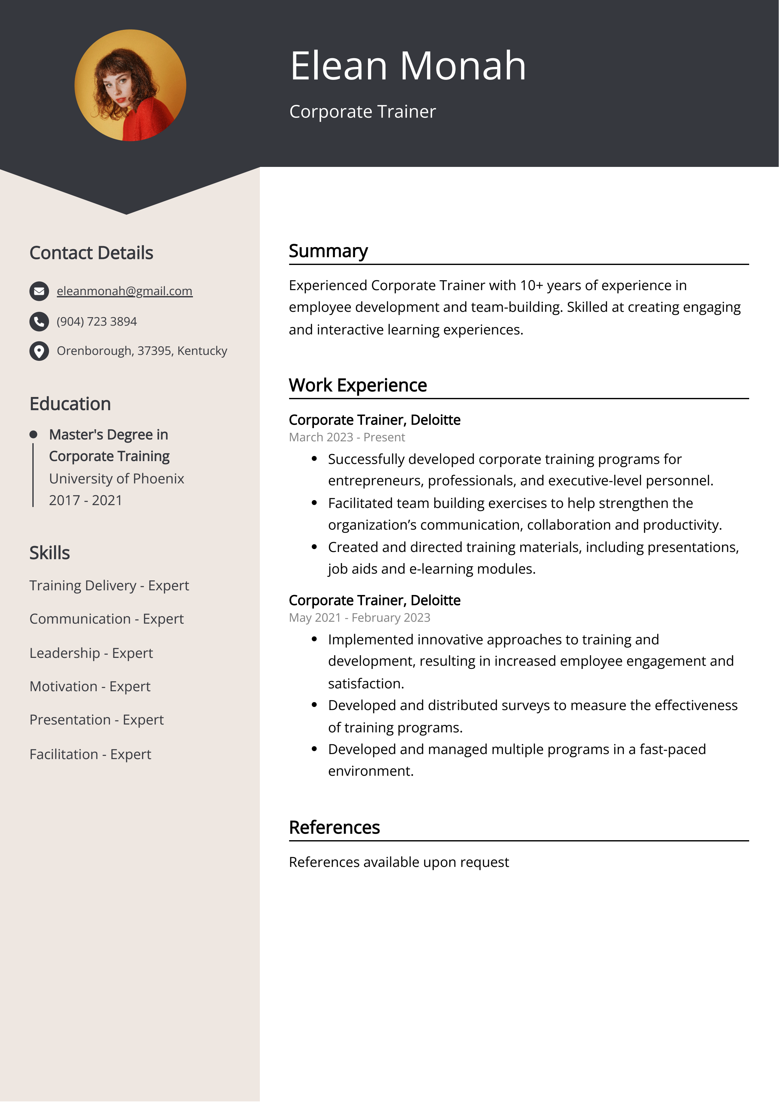 Corporate Trainer Resume Example - Corporate Trainer Resume Example 