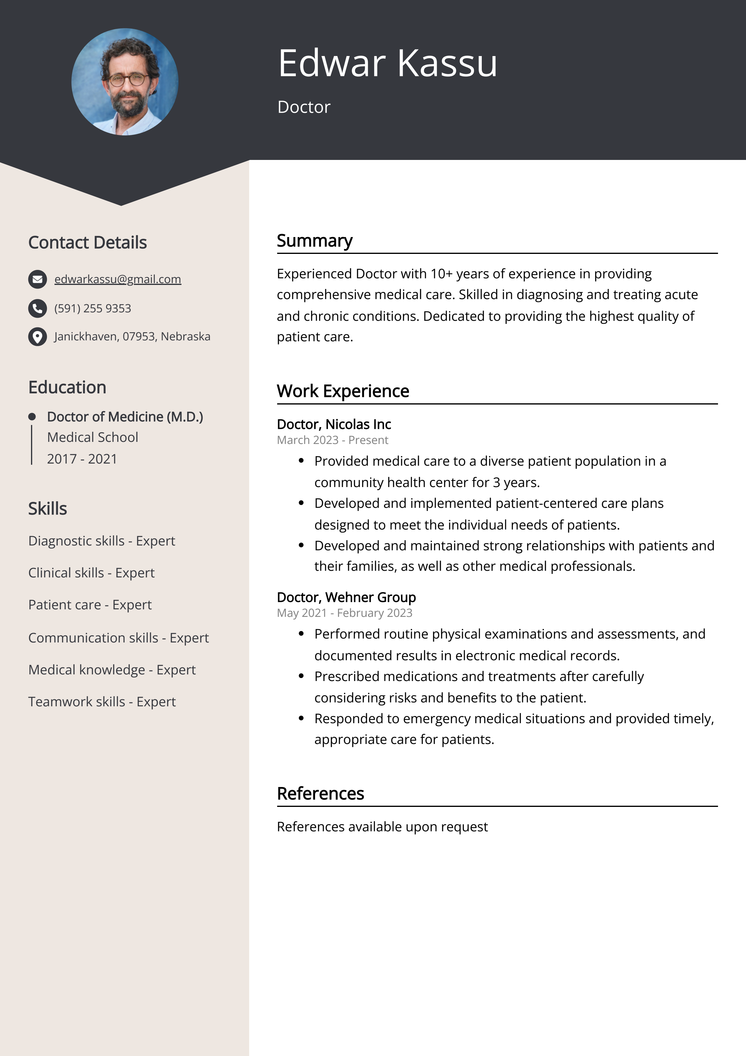 Experienced Doctor Resume Example - Doctor Resume Example 