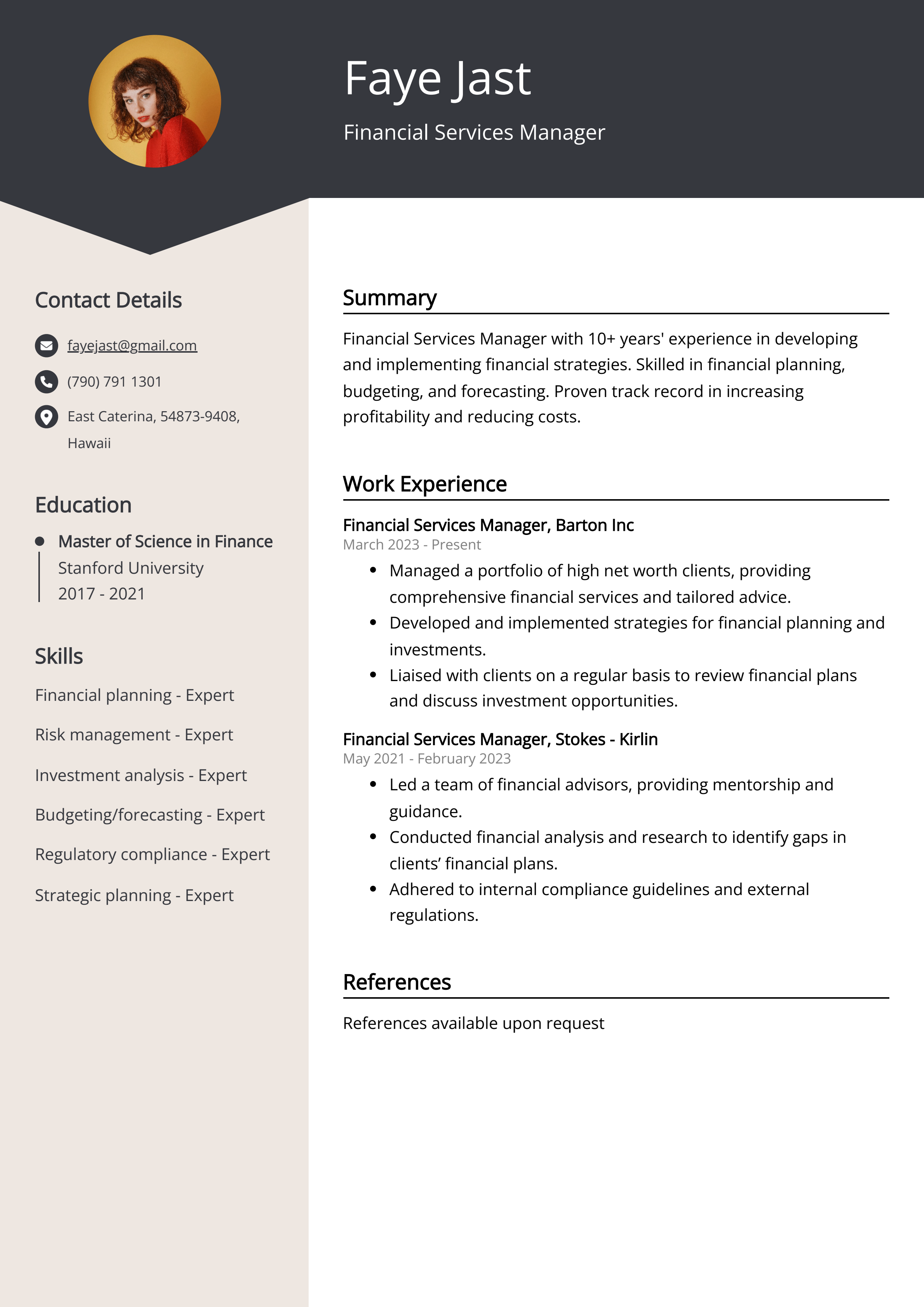 Financial Services Manager CV: Sample & Guide [Entry Level + Senior Jobs]
