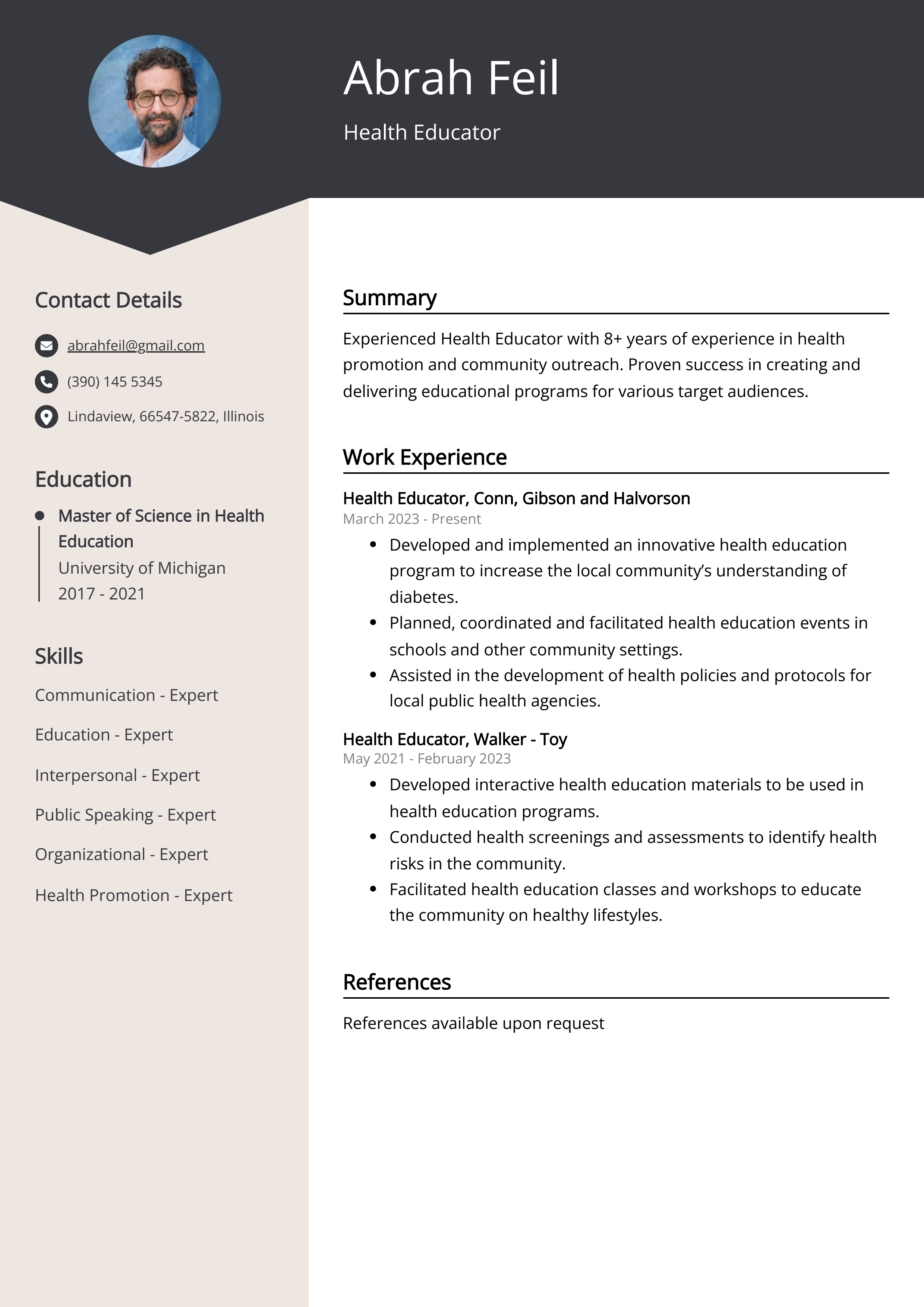 Health Educator CV Sample & Guide [Entry Level + Senior Jobs]