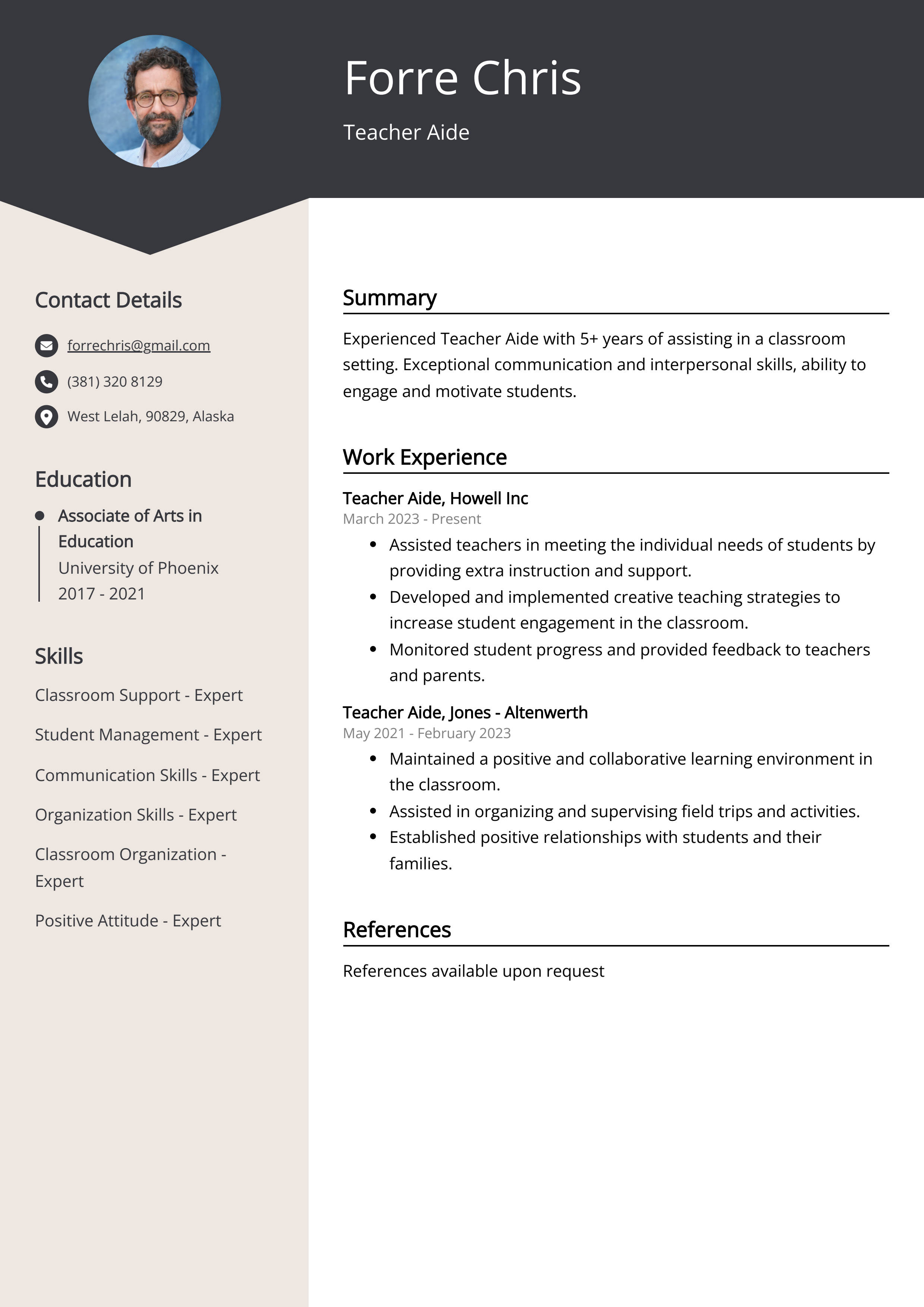Teacher Aide CV Examples Template 20 Tips 