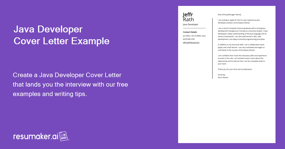 Java Developer Cover Letter: Sample & Guide [Entry Level + Senior Jobs]