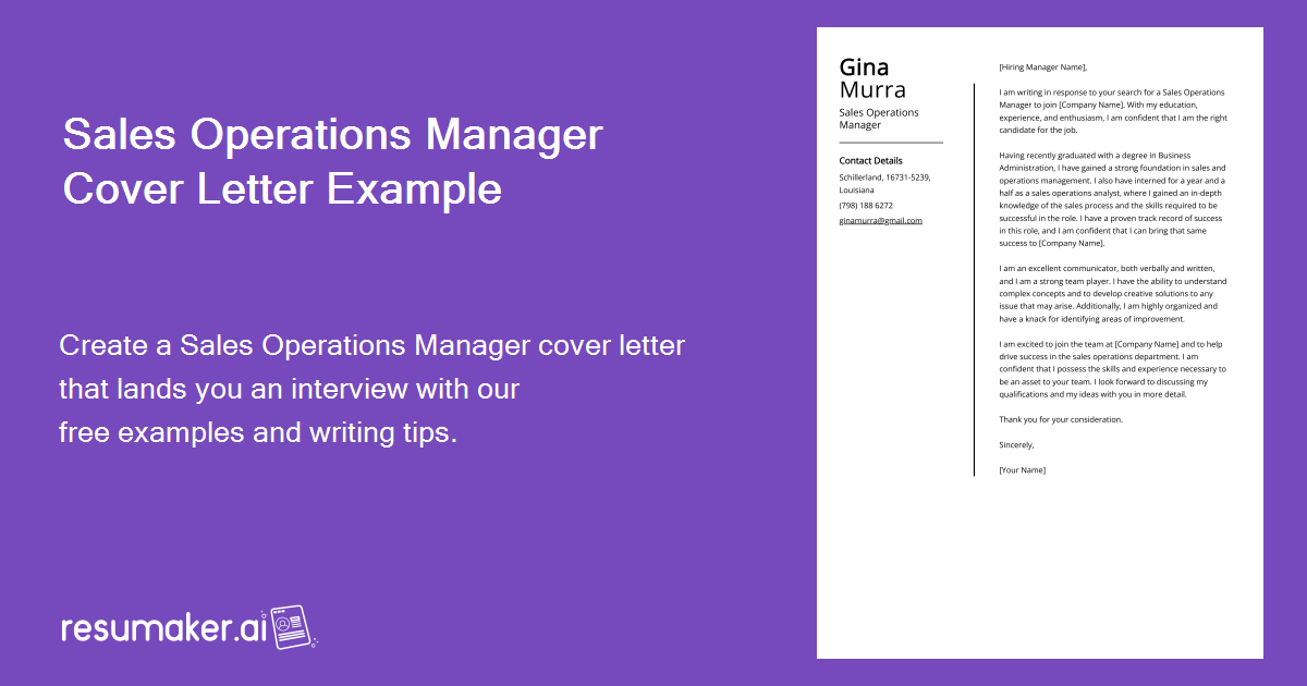 Sales Operations Manager Cover Letter Examples (Template & 20+ Tips)