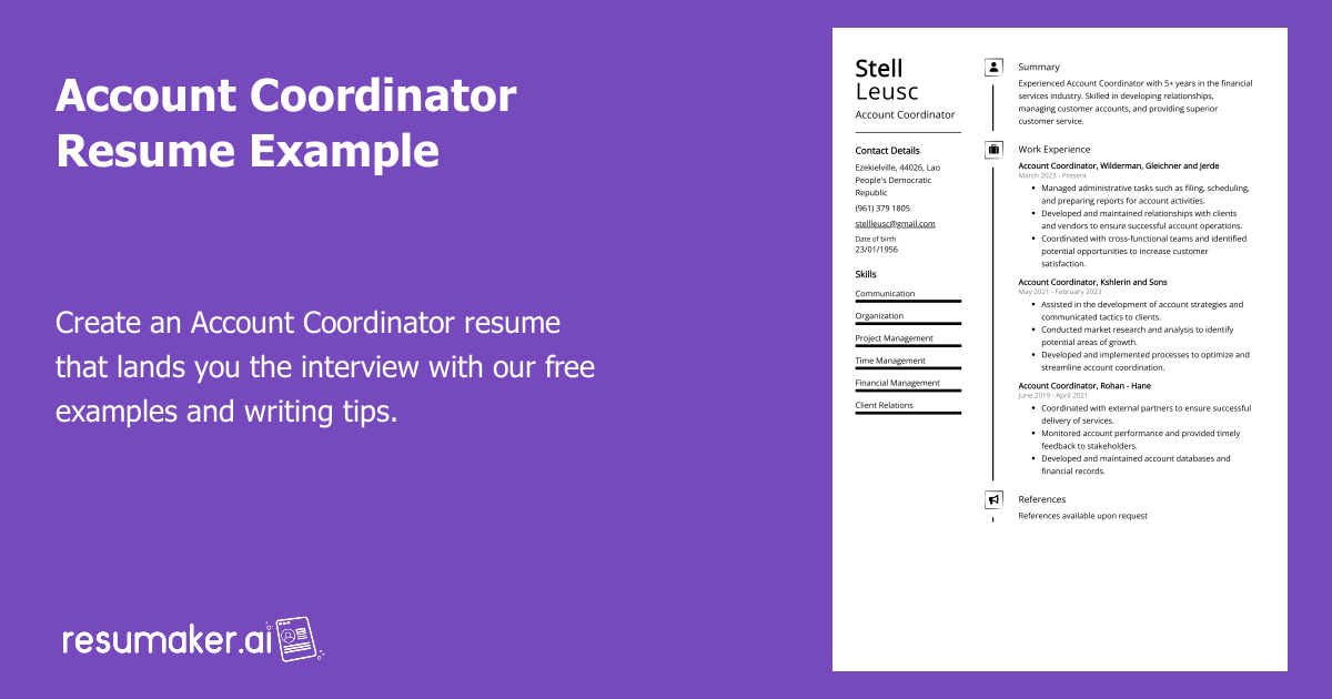 Account Coordinator Resume Example (Free Guide)