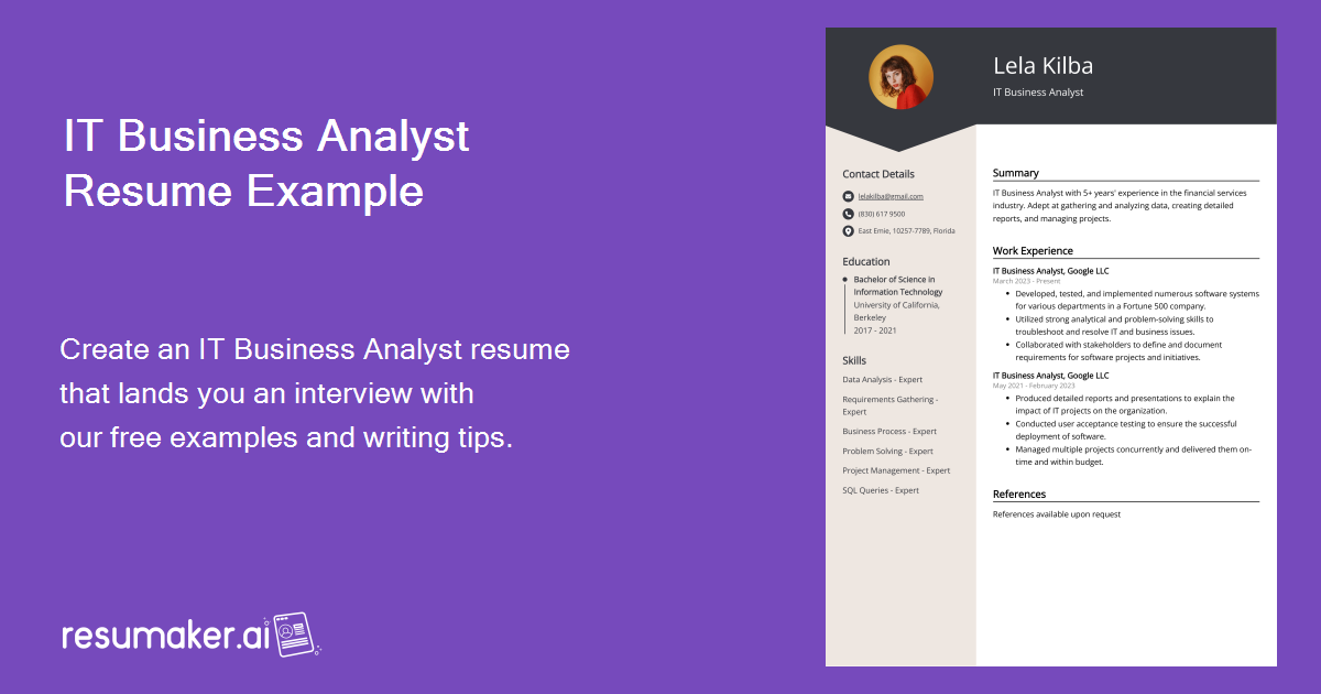 IT Business Analyst Resume: Sample & Guide [Entry Level + Senior Jobs]