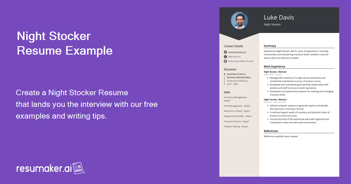 Night Stocker Resume Job Description, Sample & Guide