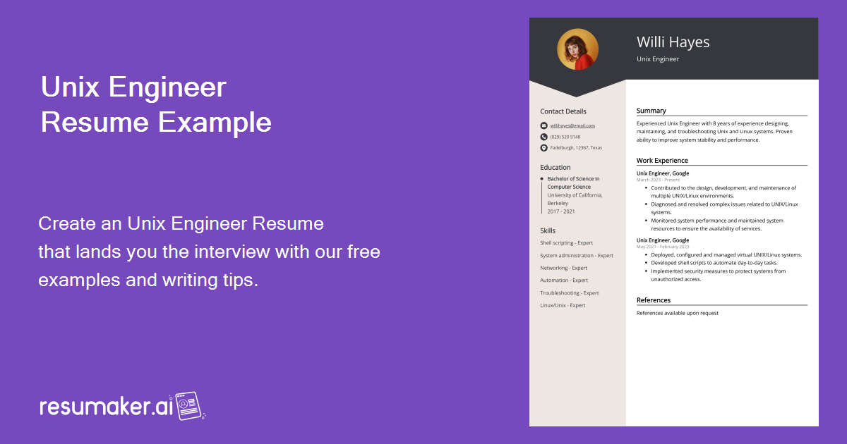 Unix Engineer Resume Examples & Guide